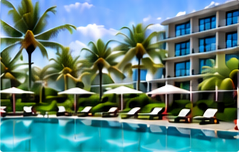 Hotel and outdoor swimming pool